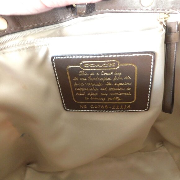 Medium Army Green Camouflage Signature "C" Coach Tote Handbag Purse - Picture 14 of 15